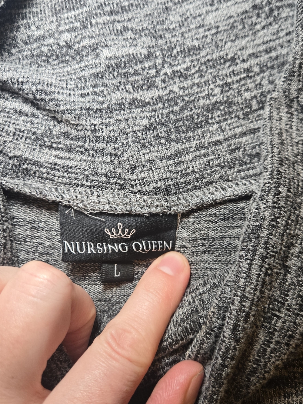 Nursing Queen Gray heathered Cowl Neck Nursing Top - Picture 3 of 3